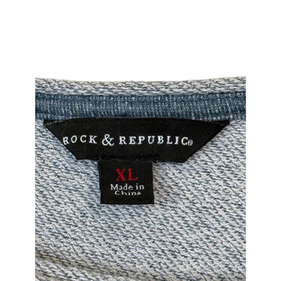 Rock & Republic Sweatshirt Women X Large Blue‎ Zipper Shoulders Casual Everyday - Picture 4 of 7